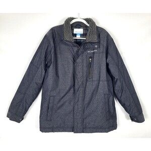 Columbia Mens Winter Jacket Coat Sherpa Collar Size Large Dark Gray